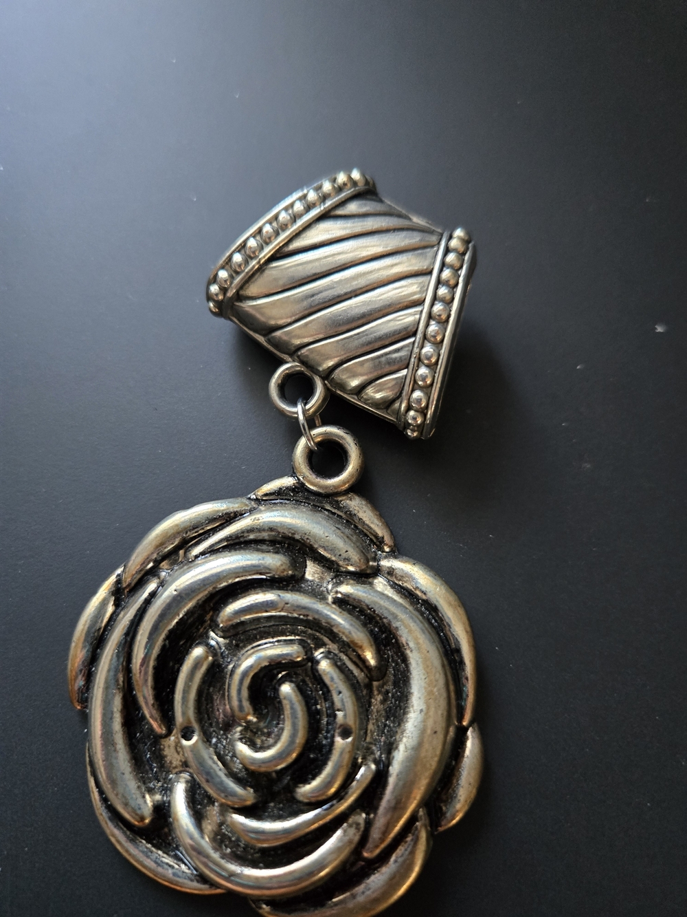 Silver-Tone Floral Drop Pendant Charm - Women's Jewelry